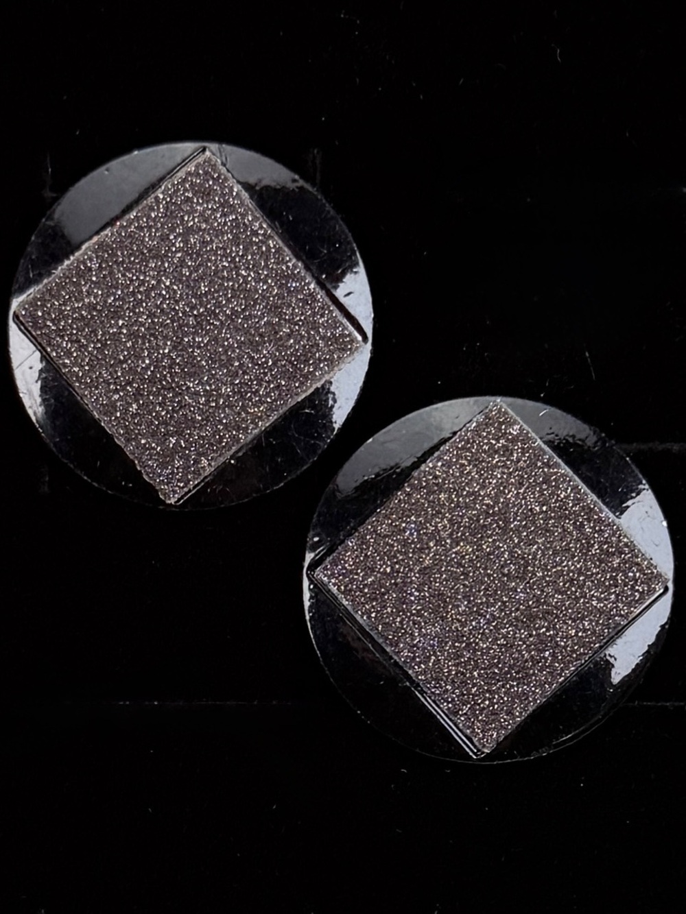 Black sparkle, light weight, vintage costume disc earrings pierced